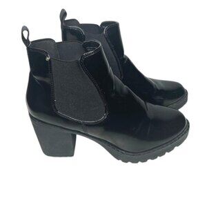 Halston Vegan Leather Heeled Platform Chelsea Boots - Size 8